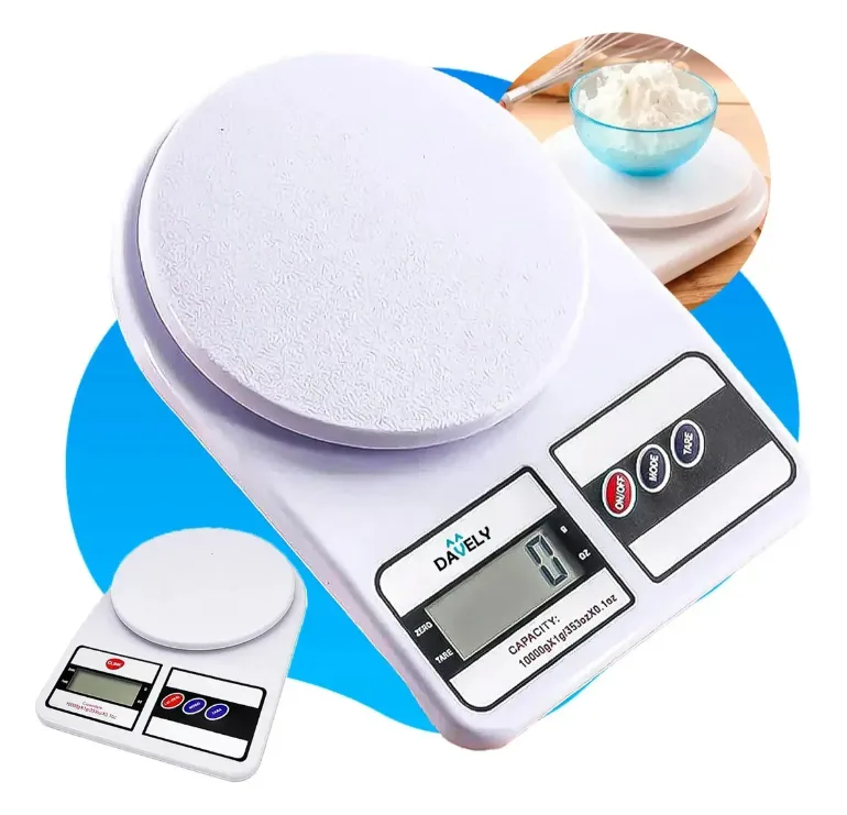 Balança Digital De Precisão 10kg Davely Cook Cozinha Para Uso Domestico E Profissional Fitness Ideal Para Dietas Treinos Alimentos Confeitaria Nutrição Branco