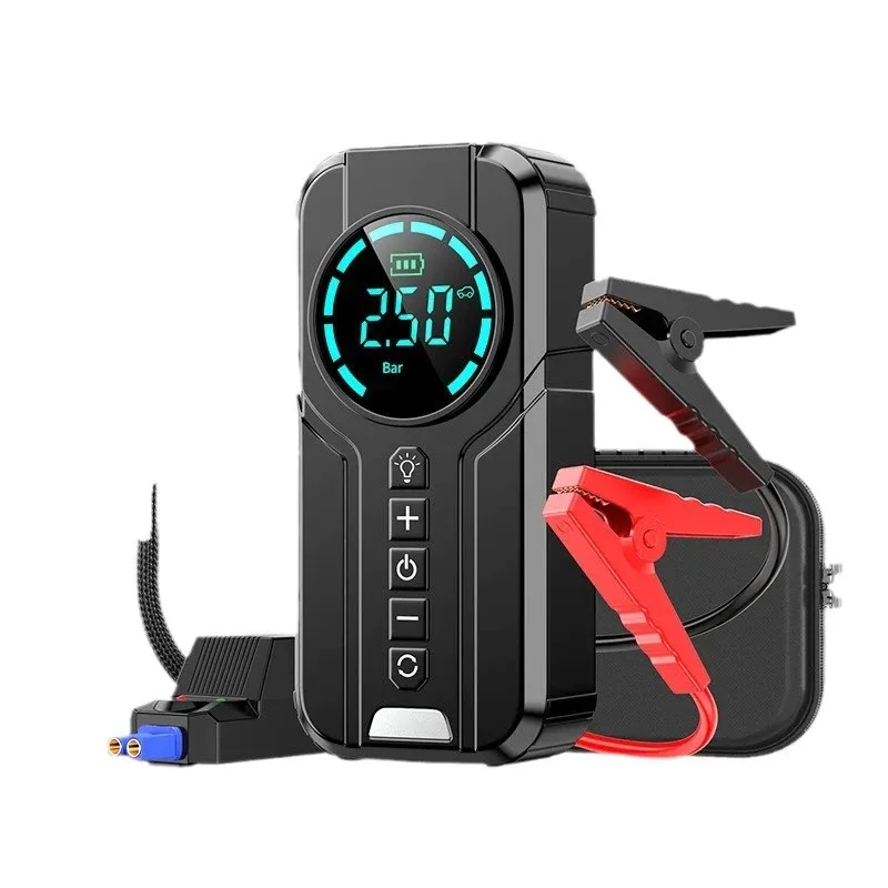 Bomba de Ar Portatil Compressor Inflator Multi-função 4 em 1 PowerBank 8kmah Bateria Calibrador de Carro Auto Pneu