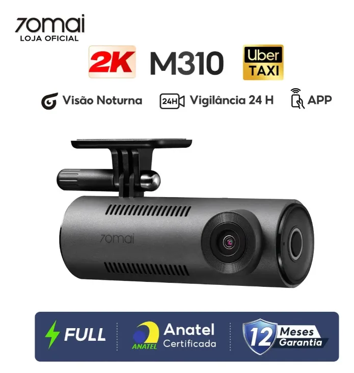 Camera para Carro 70mai M310 Wifi 2k QHD 1296p G-sensor APP Câmera Veicular Controle de Voz Visão Noturna HD 24H Grande Angular de 130°