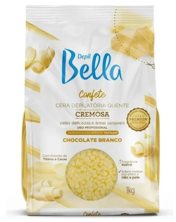 Cera Depilação Corpo Chocolate Branco Pérola Depil Bella 1k