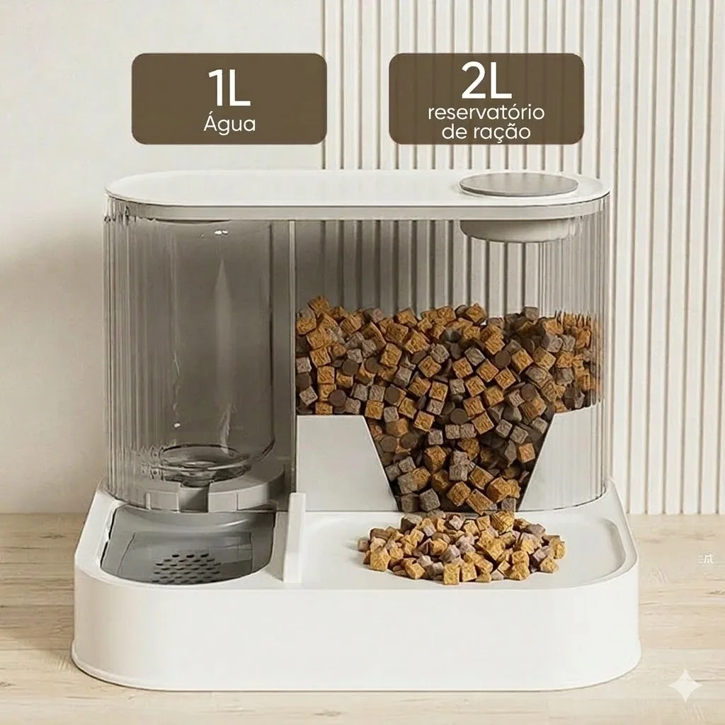 Comedouro e Bebedouro Mais Dog Automático Premium Pet Para Cães e Gatos 2em1