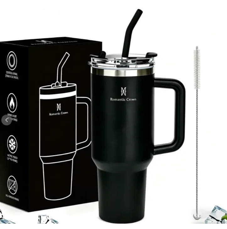 Copo Térmico Gigante 1,2l Inox Com Tampa E Inox Canudo