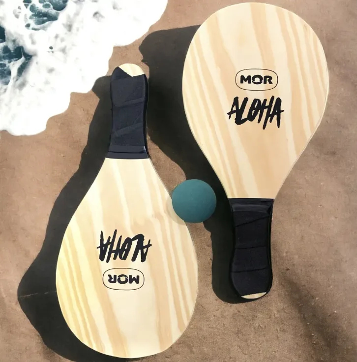 Frescobol Madeira Mor Aloha Kit 2 Raquetes + Bola Praia Lazer