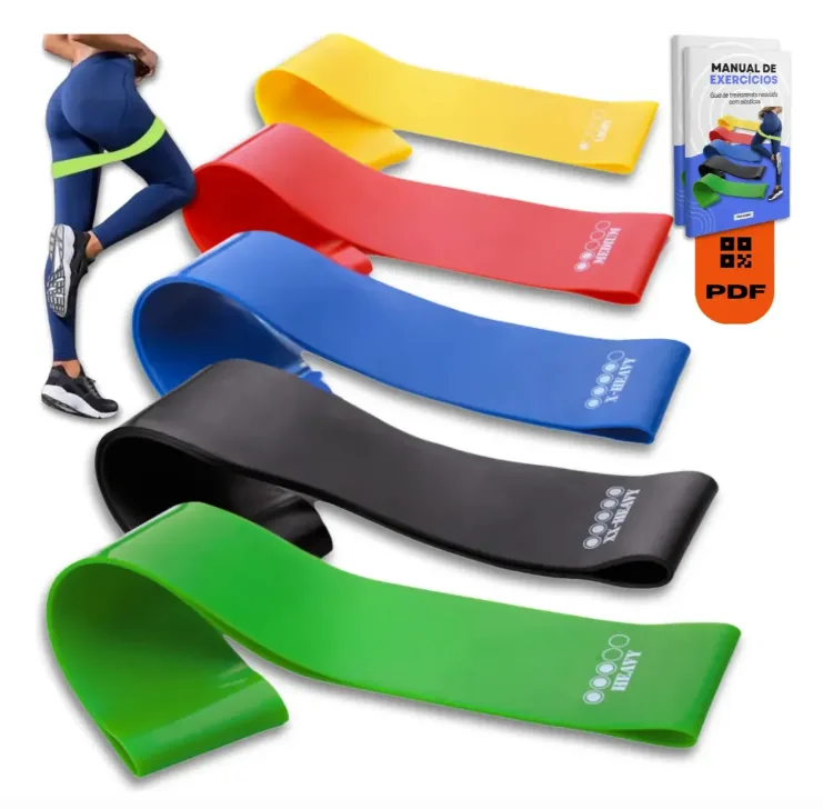Kit 5 Faixa Elástica Super Mini Band Extensor Elástico Para Treino Resistência Funcional Academia Banda Extra Forte de Treinamento Thera Fisioterapia Original PDO Store