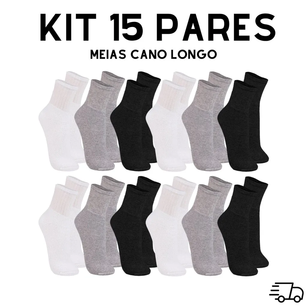Kit de Até 15 Pares de Meia Cano Alto