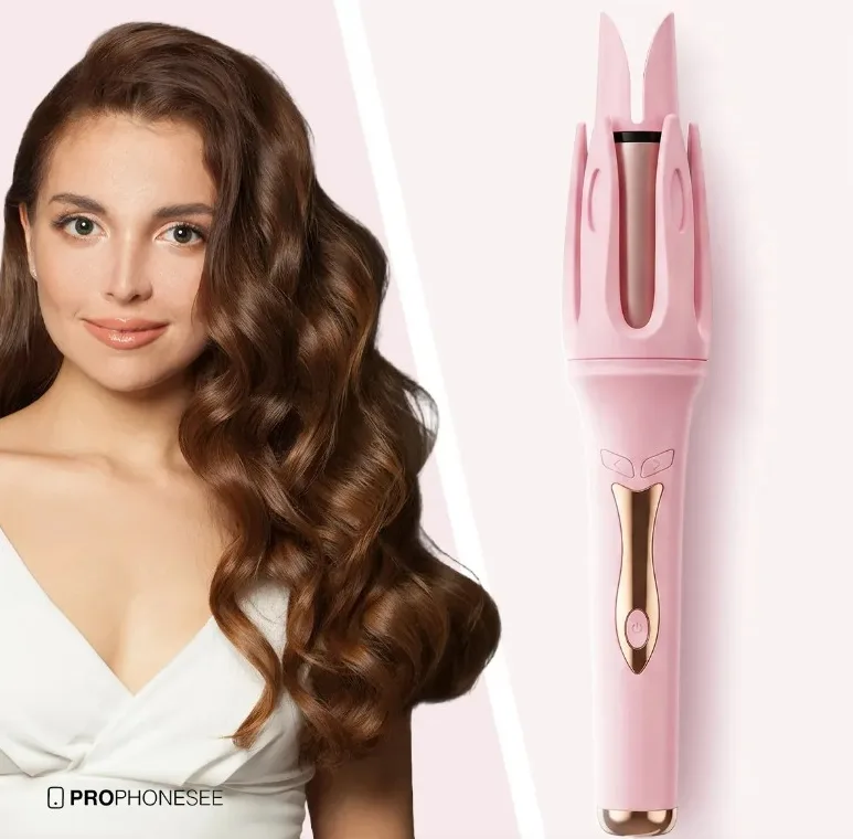 Modelador De Cachos Automático Profissional Giratório Com Rotação Espiral 32mm Bivolt E Fio Elétrico Maquina De Fazer Ondas Cacho No Cabelo Modeladora Cerâmica Modeladores Calor Rotativo Rosa ou Azul