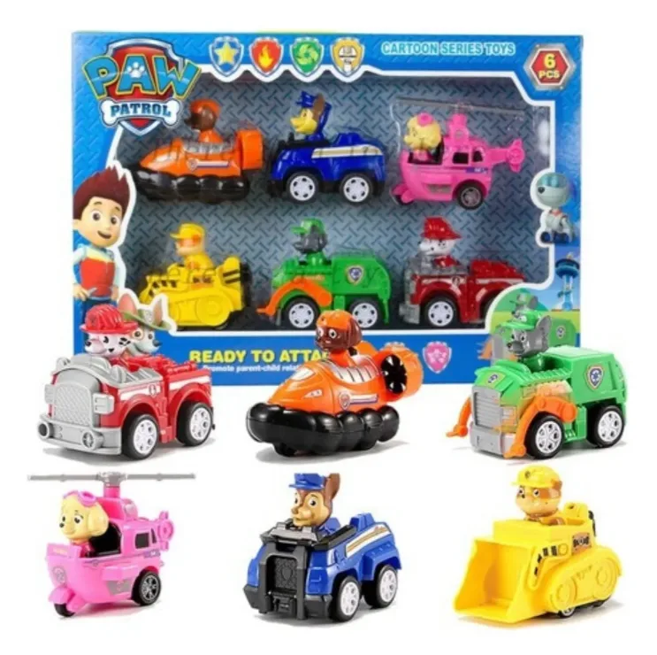 Patrulha Canina Coleção 6 Carrinhos Fricção Brinquedo