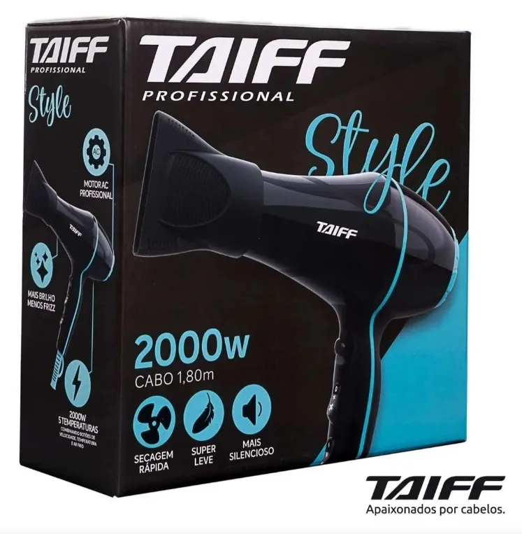 Secador De Cabelo Stylle Profissional Motor Ac 2000w Taiff Cor Preto
