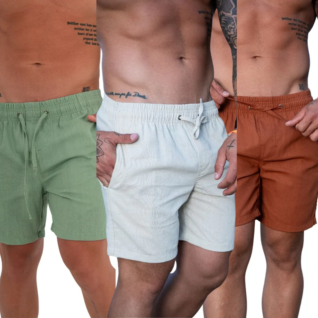 Short Linho Básico Masculino Premium Qualidade Casual Bermuda Mauricinho Carnaval Calção Alfaiataria